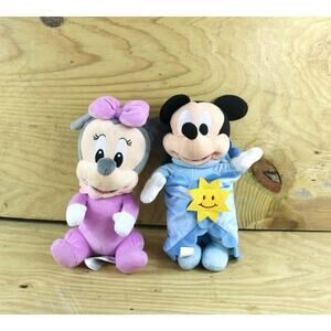 Disney Plush Minnie and Mickey Mouse Baby with Blanket Pink Blue